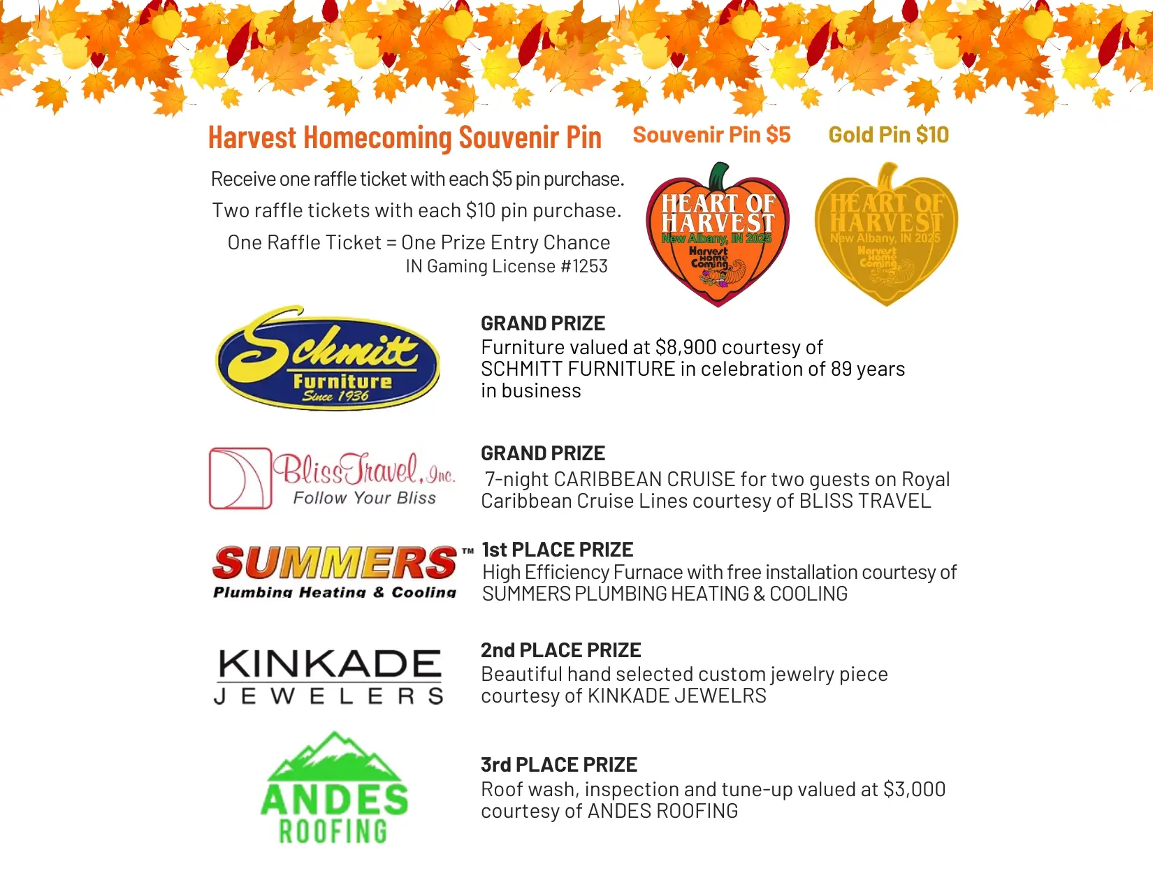 Give a prize to support Harvest Homecoming